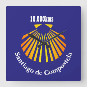 Pilger Camino Jakobsmuschel-Marker Quadratische Wanduhr