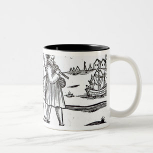 Pilger, die für die neue Welt abreisen Zweifarbige Tasse