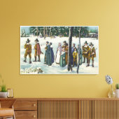 Pilger gehen in die Kirche in der Schneeszene Leinwanddruck (Insitu (Wohnzimmer))