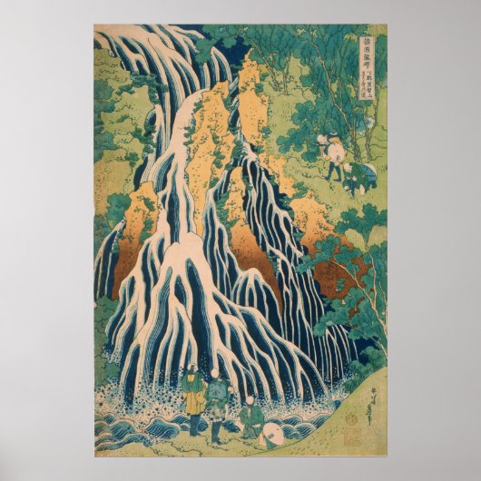 Pilger im Wasserfall von Kirifuri auf dem Kurokami Poster (Vorne)