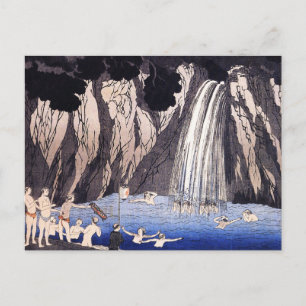 Pilger in dem Wasserfall von Utagawa Kuniyoshi Postkarte