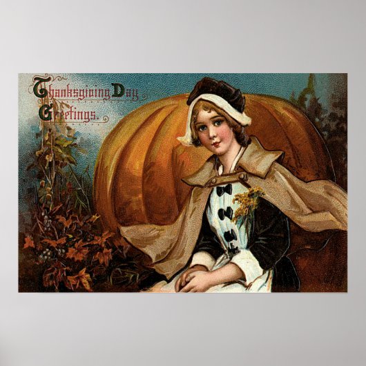 Pilger-Kürbis-Herbstblätter Poster (Vorne)