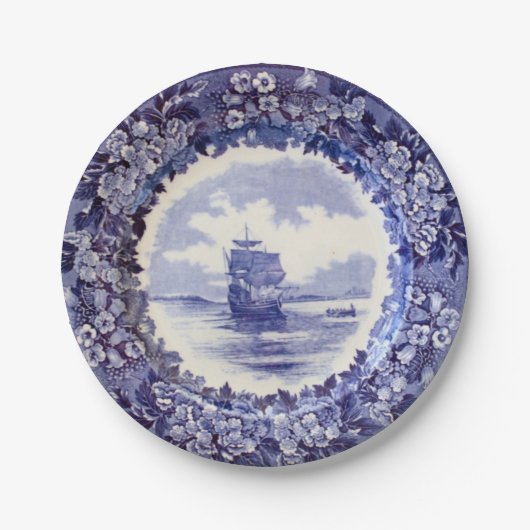 Pilger-PapierTeller: Wedgwood Mayflower 7 Zoll Pappteller (Vorderseite)
