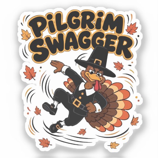 Pilger Swagger Truthahn Erntedankfest Dab Dabbing Aufkleber (Vorderseite)