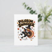 Pilger Swagger Truthahn Erntedankfest Dab Dabbing Postkarte (Stehend Vorderseite)