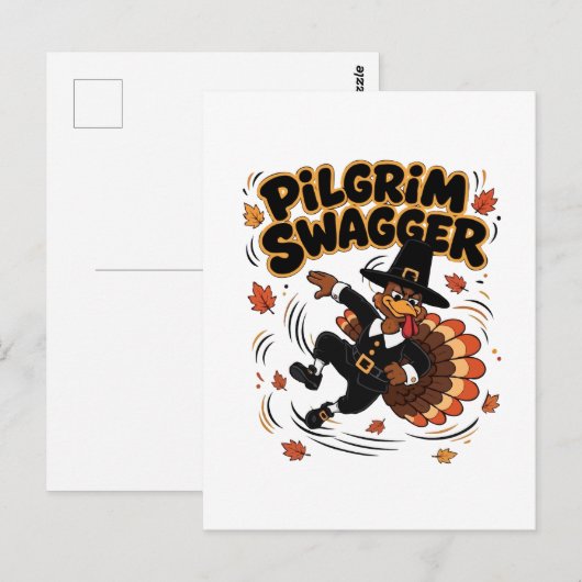 Pilger Swagger Truthahn Erntedankfest Dab Dabbing Postkarte (Vorne/Hinten)