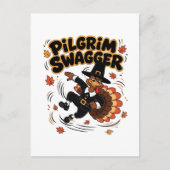 Pilger Swagger Truthahn Erntedankfest Dab Dabbing Postkarte (Vorderseite)