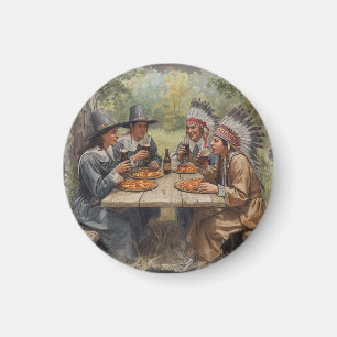 Pilger und Indianer Pepperoni Pizza Dunkelbier Magnet