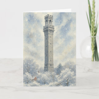Pilgerdenkmal im Winter Feiertagskarte