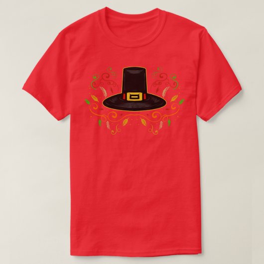 Pilgerhut mit Blätter und Ornamenten Thanksgivin T-Shirt (Design vorne)