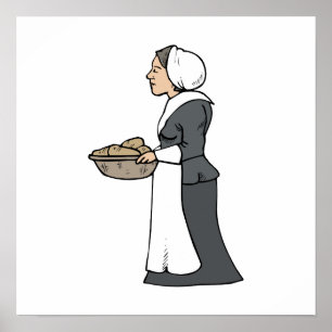 Pilgerin mit Essen Poster