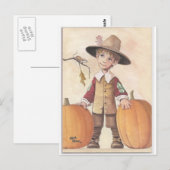 Pilgerjunge mit Kürbis Postkarte (Vorne/Hinten)