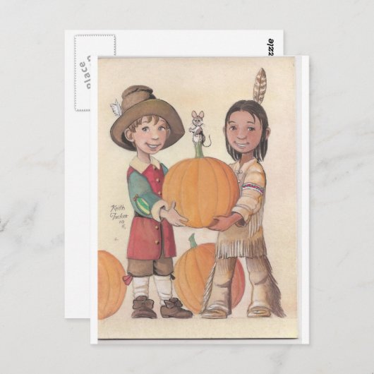 Pilgerjunge und indischer Junge Postkarte (Vorne/Hinten)