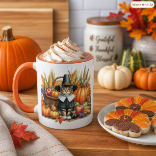 Pilgerkatze Thanksgiving Herbsternte Tasse