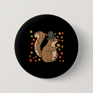 Pilgrill Eichhörnchen Niedlicher Erntedank Herbst Button