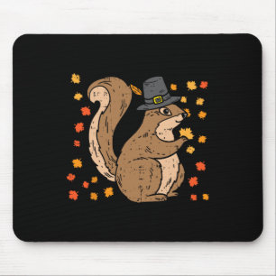 Pilgrill Eichhörnchen Niedlicher Erntedank Herbst Mousepad