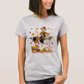 Pilgrim Boy Riding Cow Thanksgiving Pilgrim Boy T-Shirt (Vorderseite)