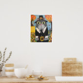 Pilgrim Cat Folk Art Erntedank Cat Boy Malerei Poster (Küche)