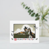 Pilgrim Couple Vintager Neujahrstag Feiertagspostkarte (Stehend Vorderseite)