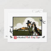 Pilgrim Couple Vintager Neujahrstag Feiertagspostkarte (Vorne/Hinten)