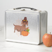 Pilgrim Dackel Kürbis Blätter Erntedank Metall Brotdose (Beispiel)