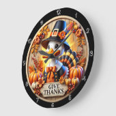 Pilgrim Duck gib Danke Sign Große Wanduhr (Winkel)