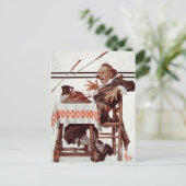 Pilgrim erschreckt. Vintag Art Erntedank Postkarte (Stehend Vorderseite)