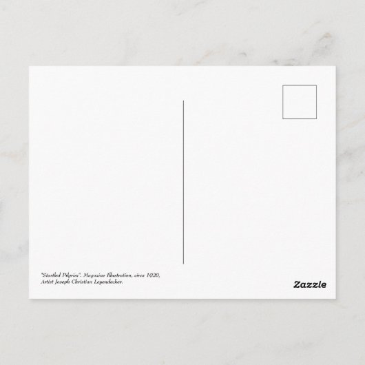 Pilgrim erschreckt. Vintag Art Erntedank Postkarte (Rückseite)