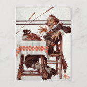 Pilgrim erschreckt. Vintag Art Erntedank Postkarte (Vorderseite)