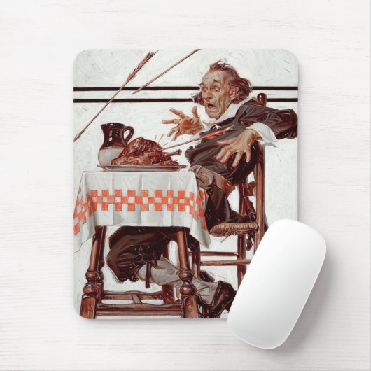 Pilgrim erschreckt. Vintages Kunstgeschenk Mousepad (Mit Mouse)