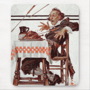 Pilgrim erschreckt. Vintages Kunstgeschenk Mousepad