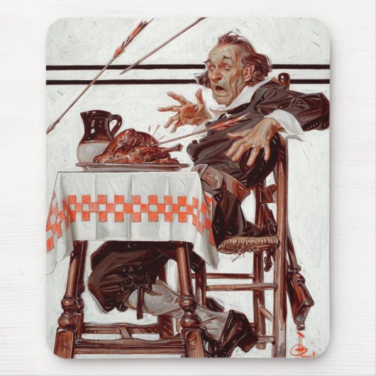 Pilgrim erschreckt. Vintages Kunstgeschenk Mousepad (Vorne)