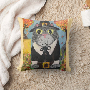Pilgrim Folk Art Erntedank Katzen Doppelseite Kissen