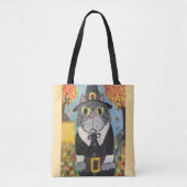 Pilgrim Folk Art Erntedank Katzen Doppelseite Tasche (Vorderseite)