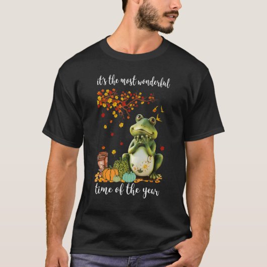 Pilgrim Frog Blätter Türkei Erntedank Herbst Autum T-Shirt (Vorderseite)