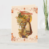 Pilgrim Girl Erntedank Dankeskarte (Vorderseite)