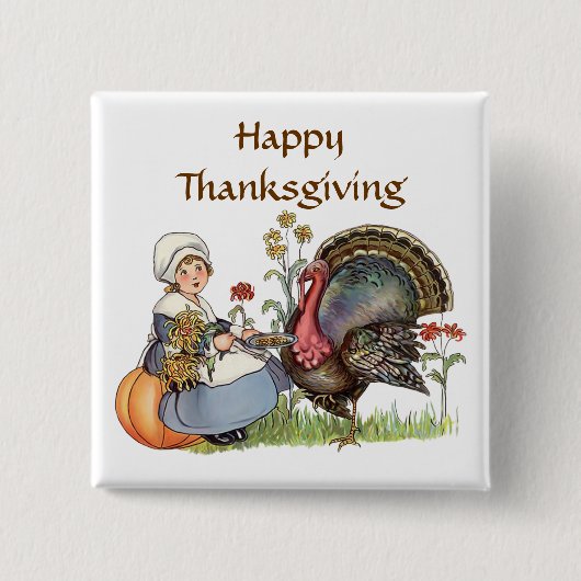 Pilgrim Girl - Textoption anpassen Button (Vorderseite)