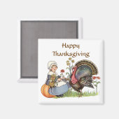 Pilgrim Girl - Textoption anpassen Magnet (Vorderseite/Rückseite)