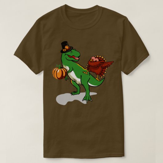 Pilgrim hat T Rex Dinosaur Dabbing T-Shirt (Design vorne)