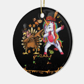 Pilgrim Hat Turkey Unicorn Dabbing Erntedank Keramik Ornament (Links)