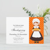 Pilgrim Kids Erntedank Dinner Einladung (Stehend Vorderseite)