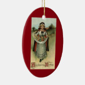 Pilgrim Lady Vintag Erntedank Ornament (Rechts)