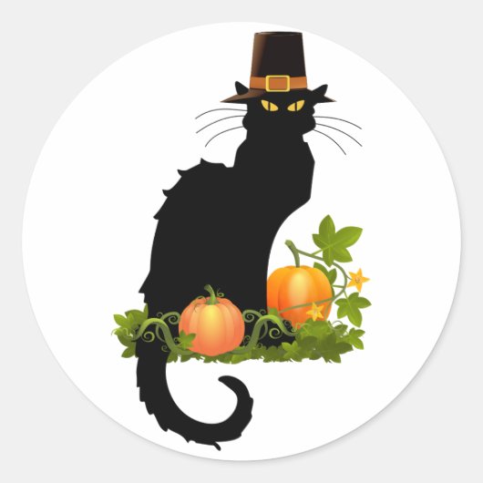 Pilgrim Le Chat Noir Erntedank Runder Aufkleber (Vorderseite)