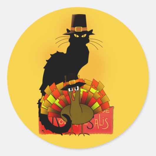 Pilgrim Le Chat Noir Erntedank Runder Aufkleber (Vorderseite)