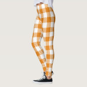 Pilgrim Owl auf Orange Kariert - Glückliches Ernte Leggings (Links)