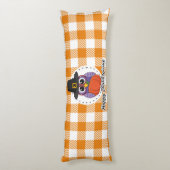 Pilgrim Owl auf Orange Kariert - Glückliches Ernte Seitenschläferkissen (Rückseite (Vertikal))