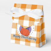 Pilgrim Owl on Orange Plaid - Happy Thanksgiving Geschenkschachtel (Vorderseite)