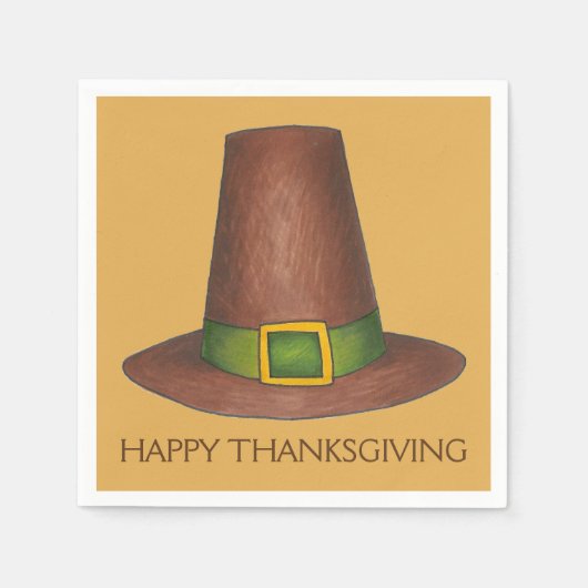 Pilgrim Puritan Happy Thanksgiving Herbst Herbst Serviette (Vorderseite)