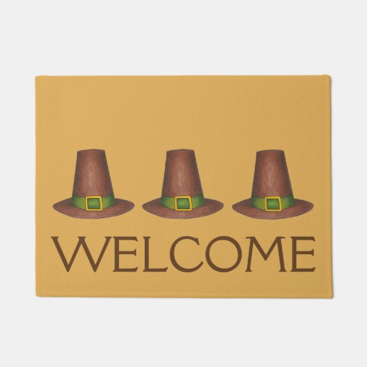 Pilgrim Puritan Hat Erntedank Herbst BEGRÜSSEN Fußmatte (Vorderseite)