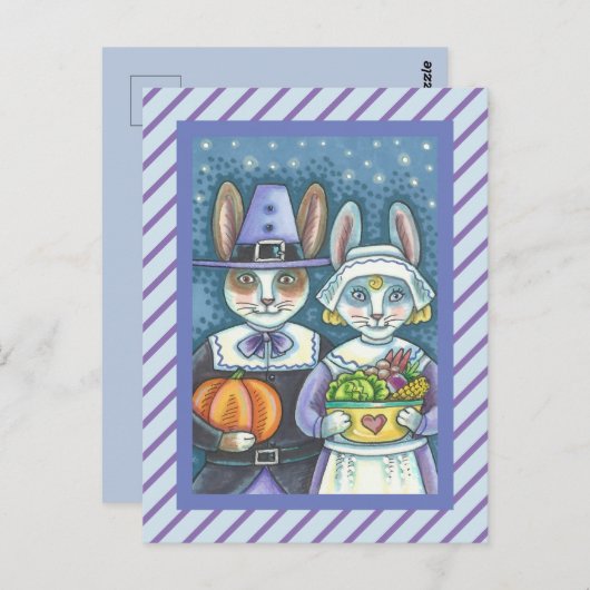 PILGRIM RABBITS, PRIM & PROPER ERNTEDANK HARTEN POSTKARTE (Vorne/Hinten)